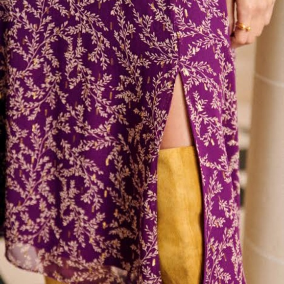 TABATA Midi Skirt  Imprime Feuillages Fond Violet NWT (US4/EU36) - Picture 2 of 12